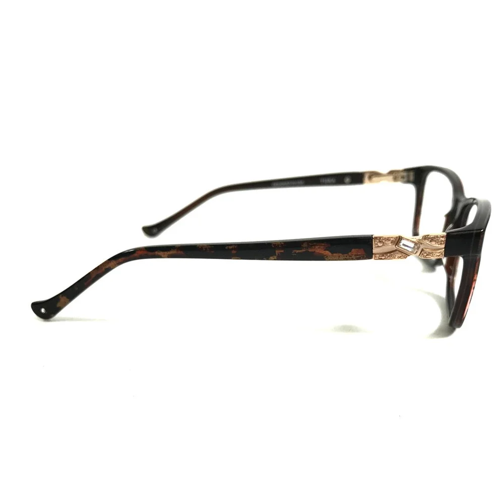 Tura Eyeglasses Frames MOD.R536 BRN Polished Havana Gold Crystals 51-16-130
